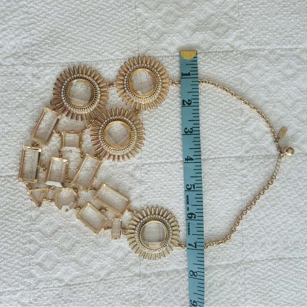 kate spade Lorelei Necklace Gold and Clear Sunburst Facted Stones Statement